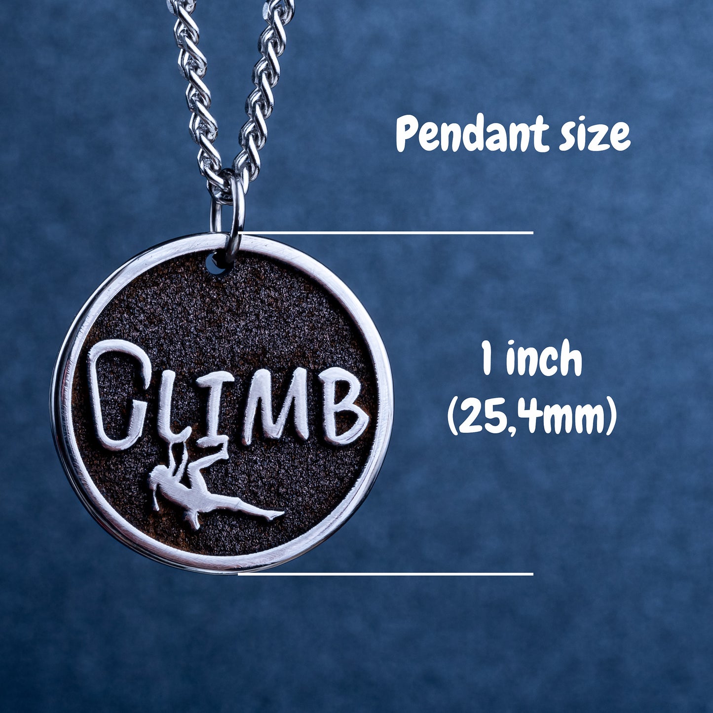 A Custom Made Climb word Necklace with a Girl Rock Climber. Climb like a girl