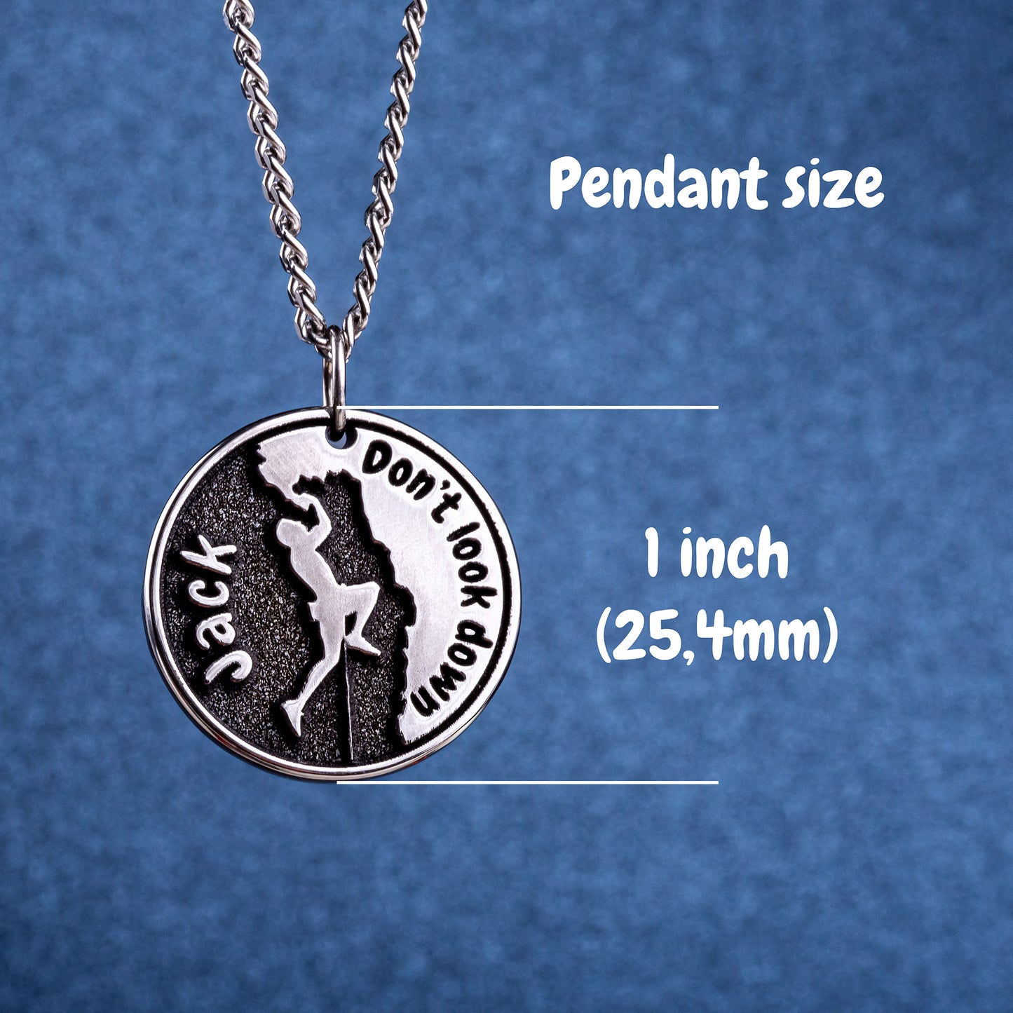 Custom Made Necklace with a Male Climber Climbing a Rock. A Gift for the Mountaineer and Adventurer