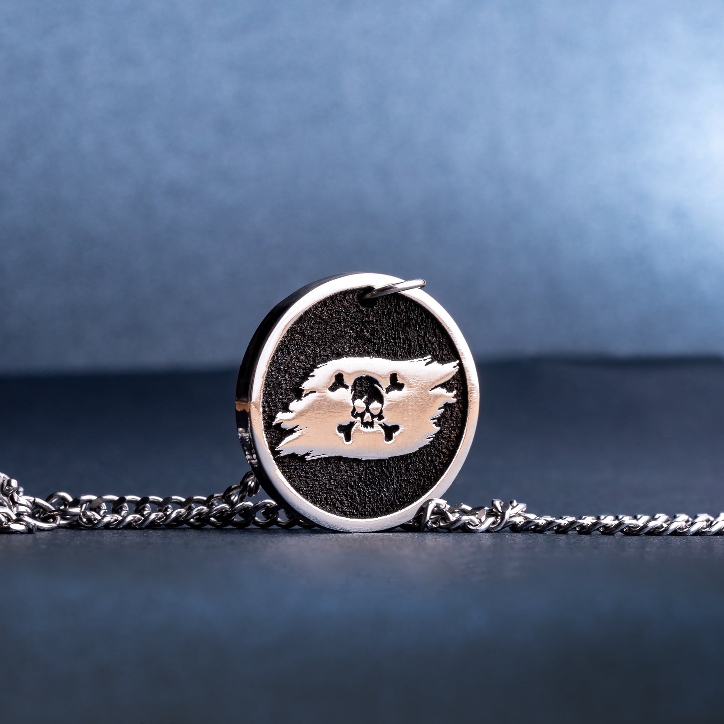 Pirate Coin Necklace. Pendant with Pirate Flag. Skull and Crossbones Necklace. Pirate Skull Jewelry. Black Spot