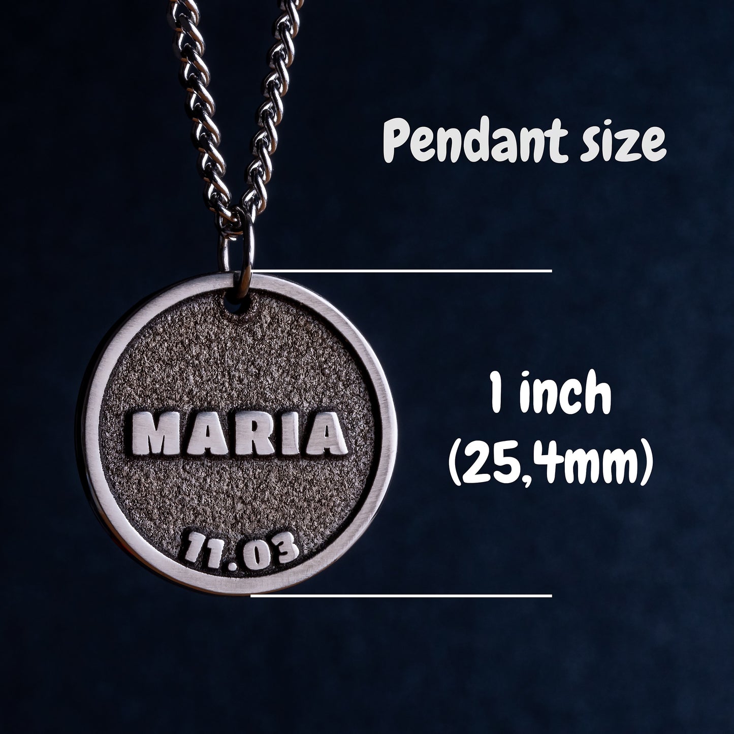 Name pendant with date of birth