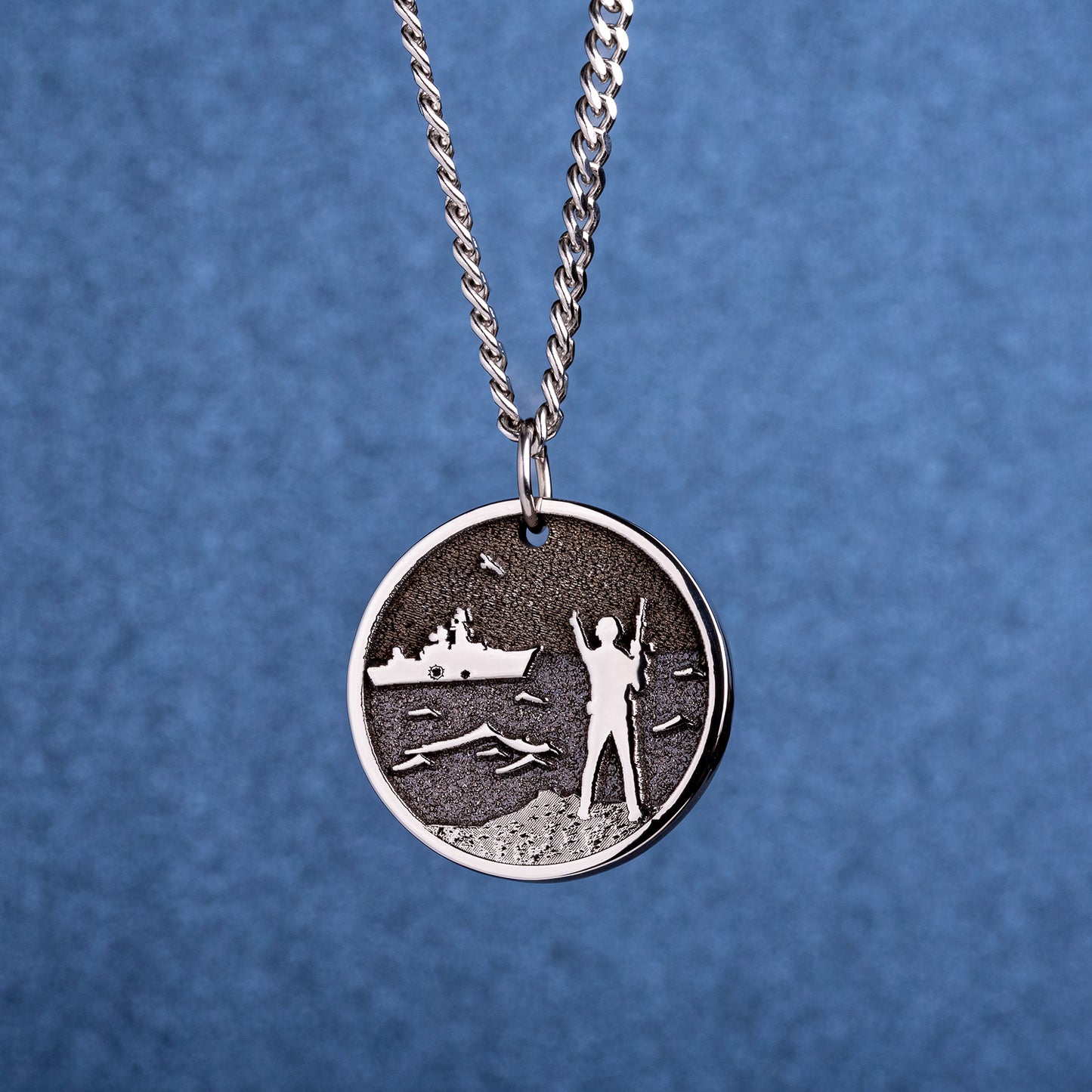 Russian warship, go fuck yourself! Ukrainian Soldier Pendant - Defiantly Shows Middle Finger to Russian Ship - Symbol of Resistance and Strength