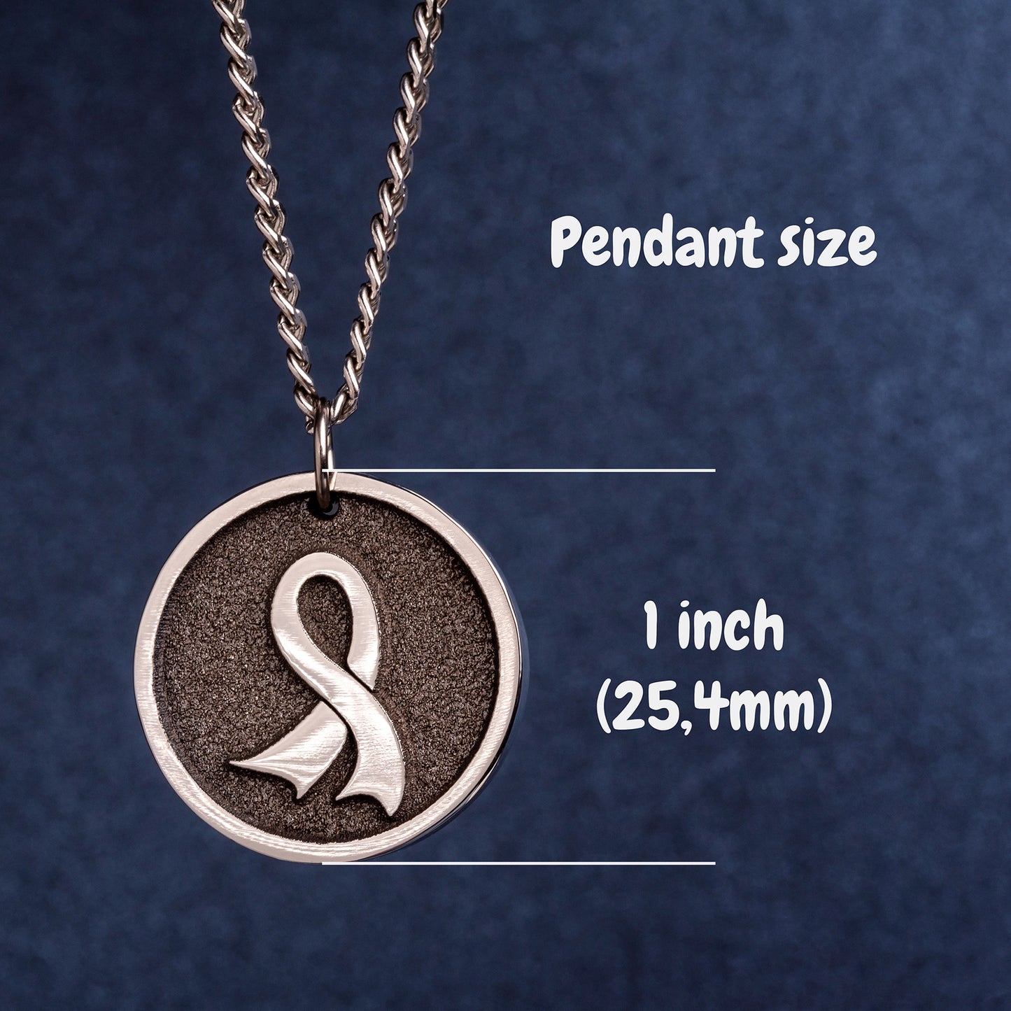 Awareness ribbon Necklace, Symbolic Ribbon Pendant.. Engraved Pendant Necklace - A Symbol of Hope