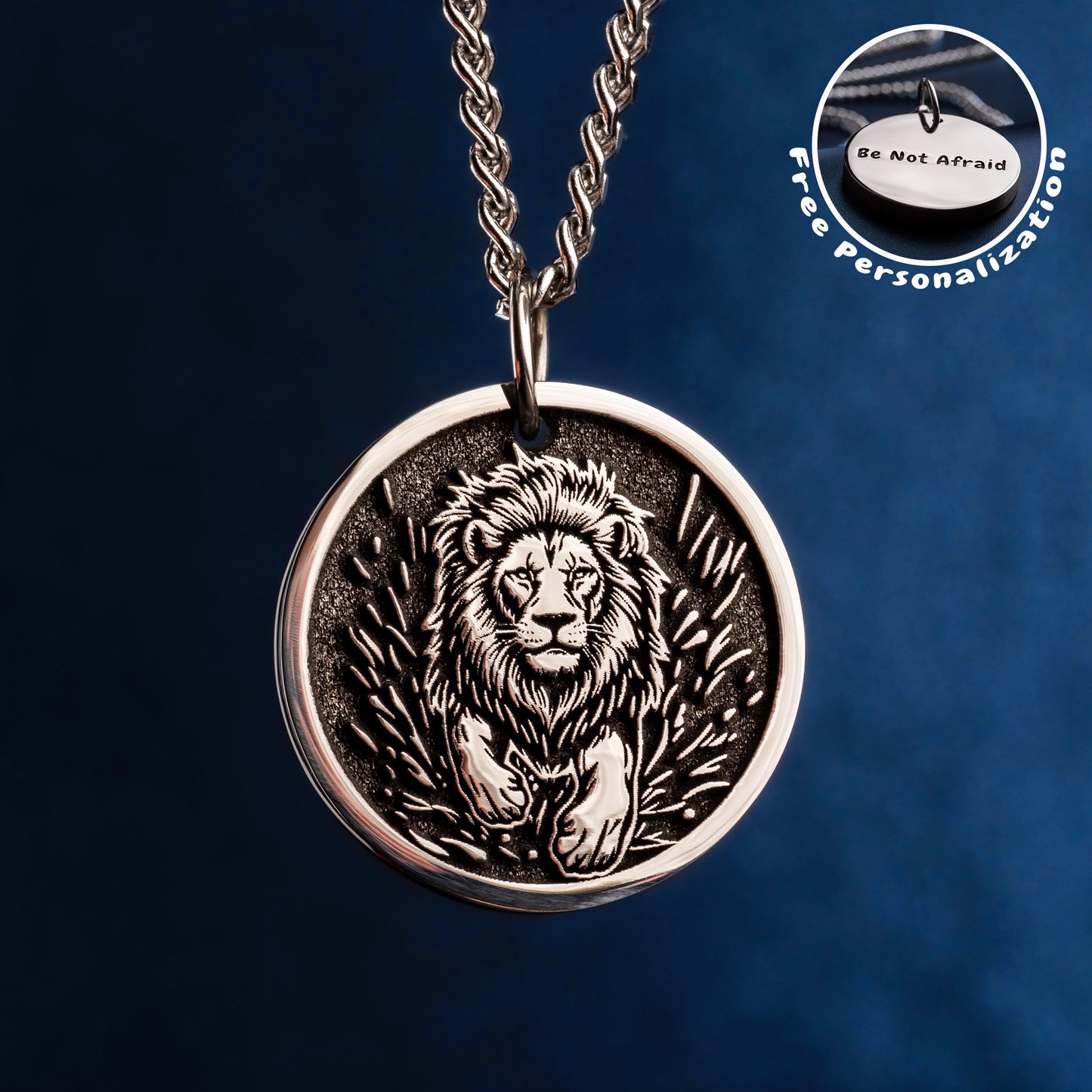 Lion Necklace for Men, Personalized Lion Pendant