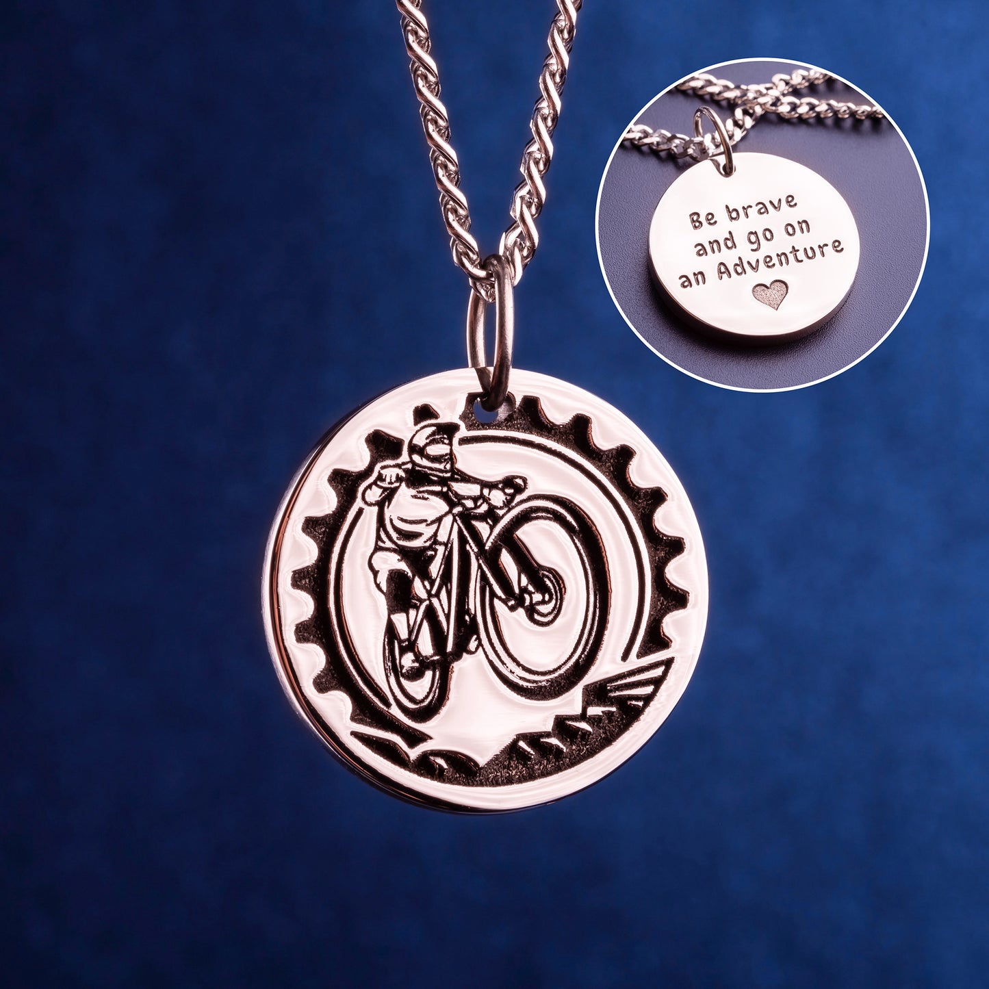 Mountain Bike Necklace MTB Rider Pendant