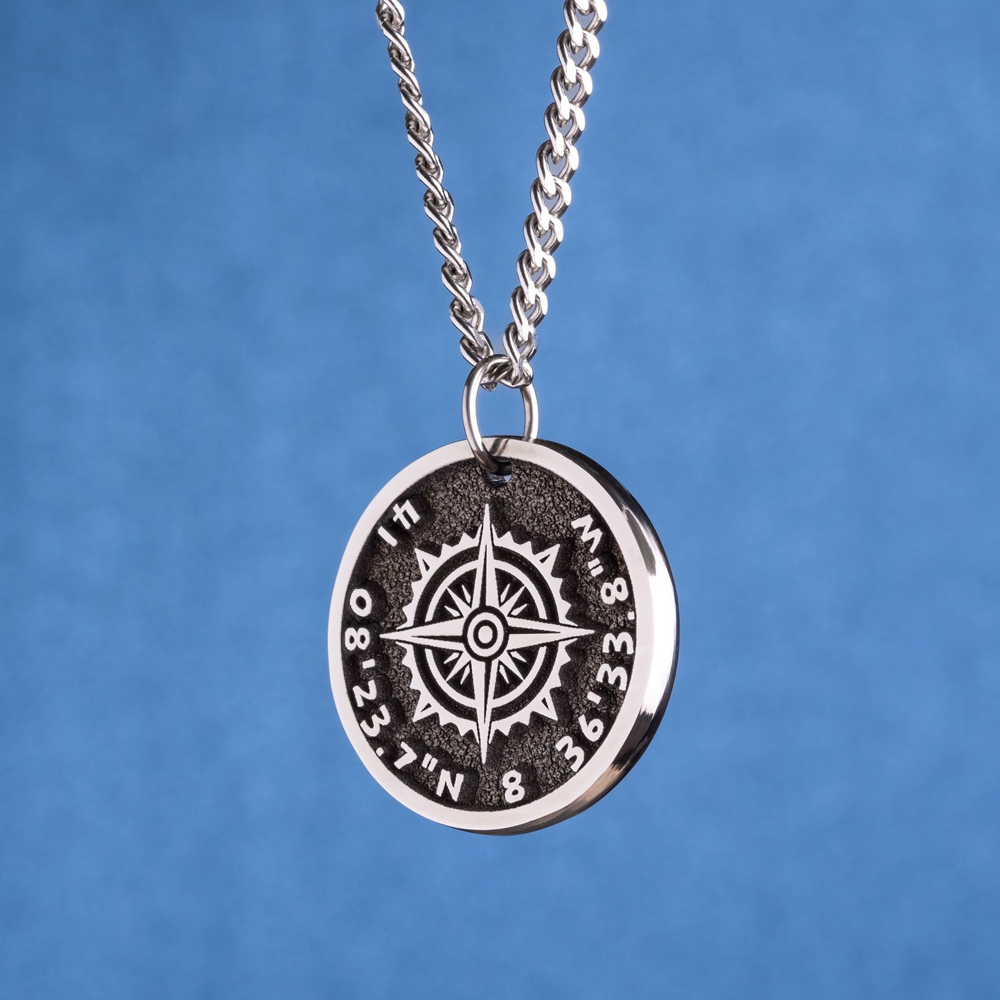 Custom Compass Pendant Customize Necklace with your own Coordinates Charm for Traveler Jewelry for Man