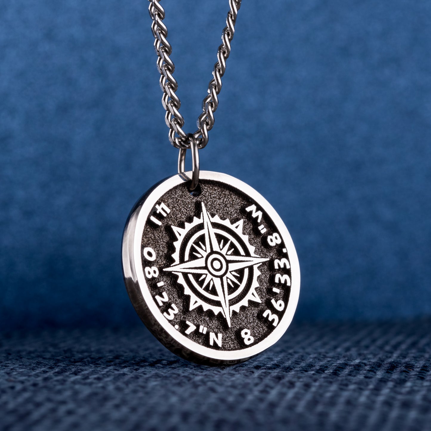 Custom Compass Pendant Customize Necklace with your own Coordinates Charm for Traveler Jewelry for Man