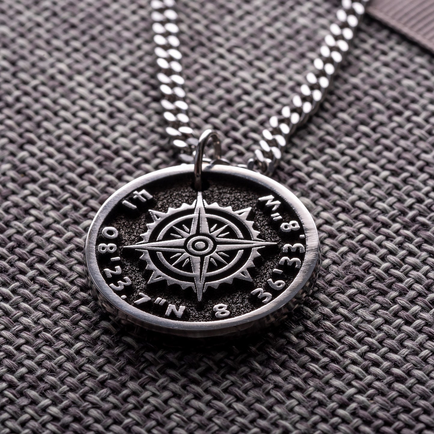 Custom Compass Pendant Customize Necklace with your own Coordinates Charm for Traveler Jewelry for Man