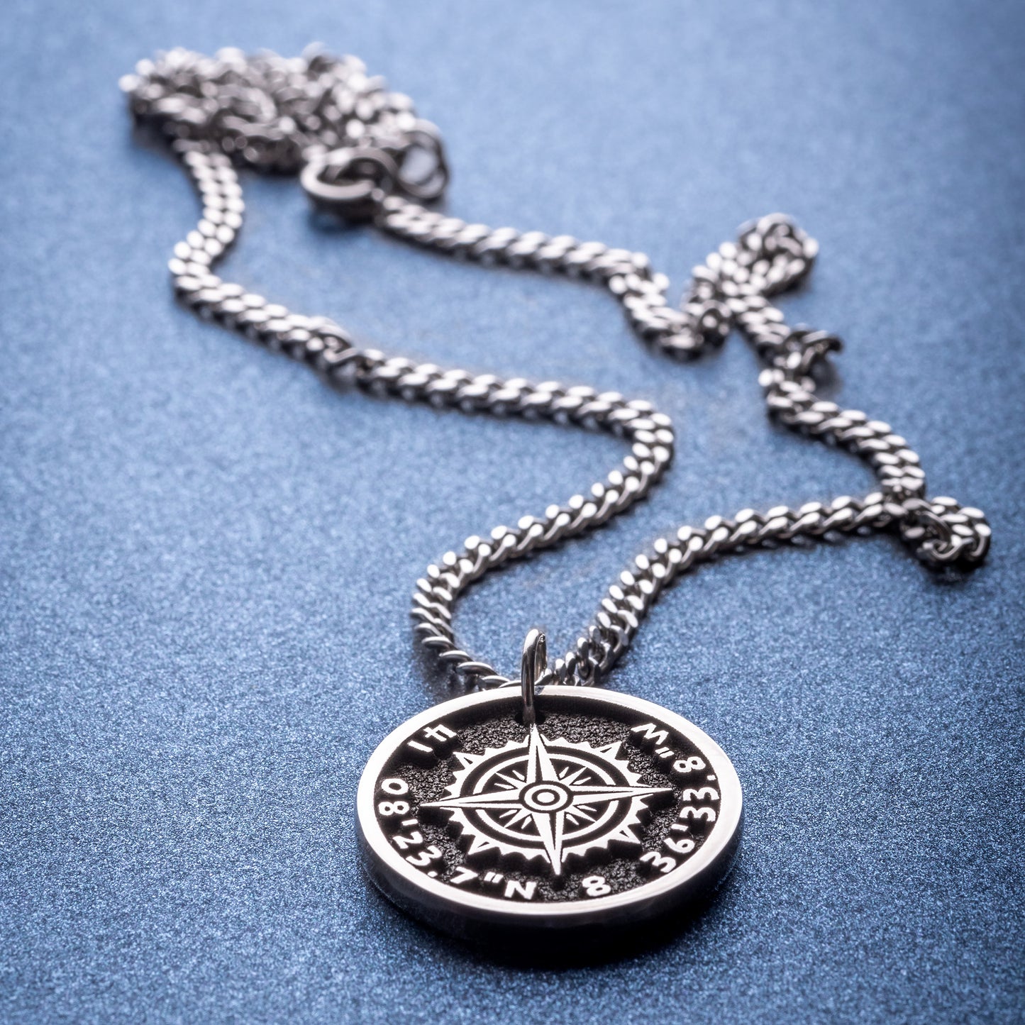 Custom Compass Pendant Customize Necklace with your own Coordinates Charm for Traveler Jewelry for Man