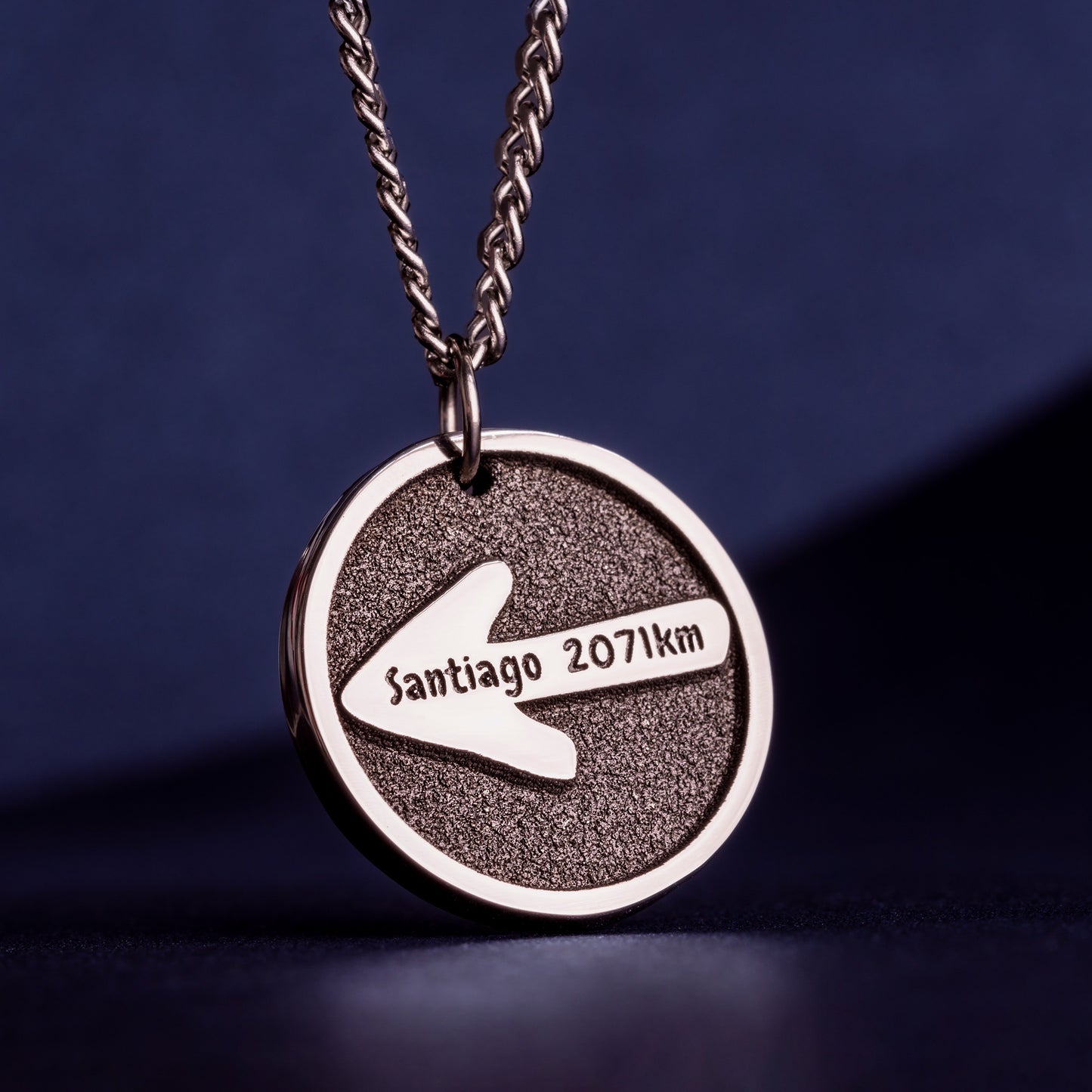 Camino Arrow with Kilometers Traveled Necklace. Pilgrim Jewelry. Camino de Santiago Pendant, Jakobsweg