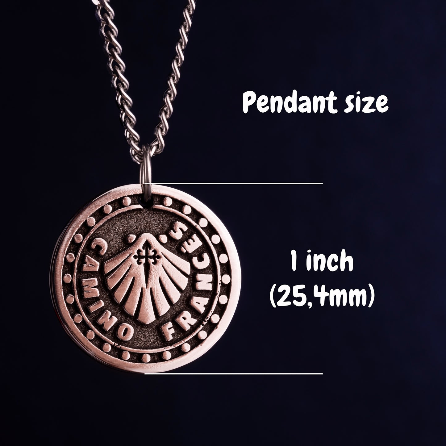 Camino Frances Necklace Symbolic Camino de Santiago Pendant with Scallop Shell. Gift for Pilgrim of the Way of St. James