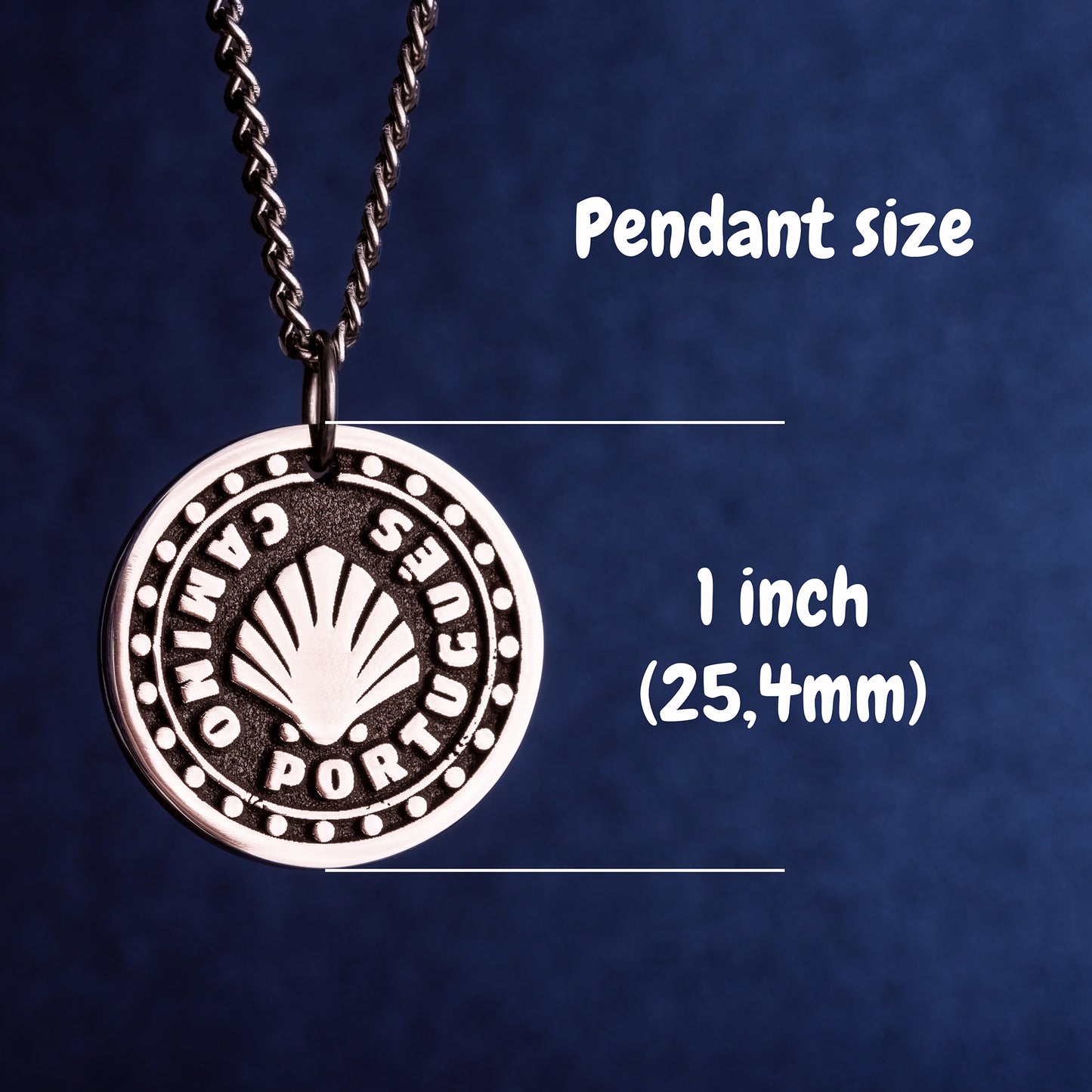 Camino Portugues Necklace. Camino de Santiago Pendant. Pilgrim Jewelry