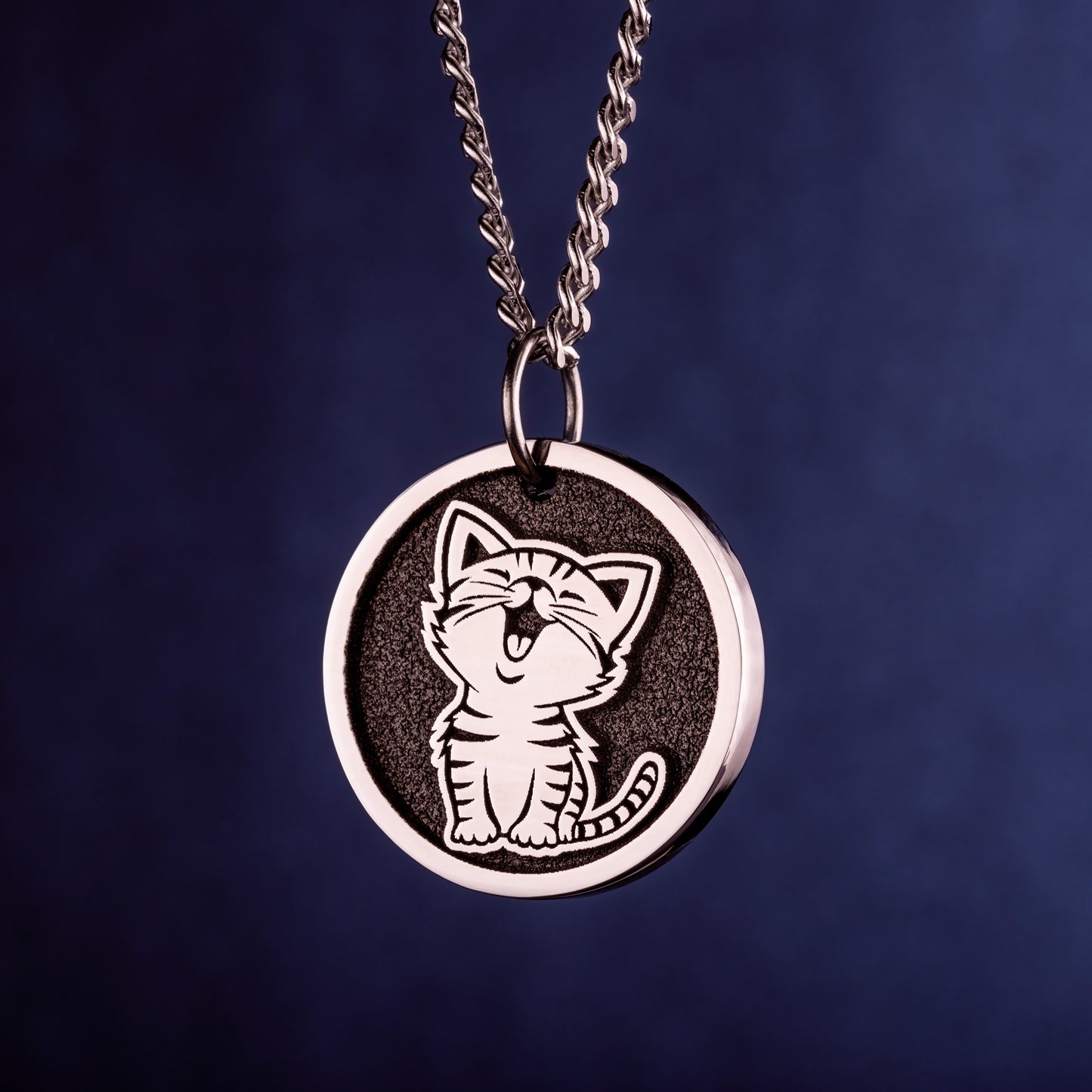 Happy Cat Mom Necklace Smiling Cat Pendant Cat Lover Gift. Cat Owners Jewelry. Kitty Lovers present