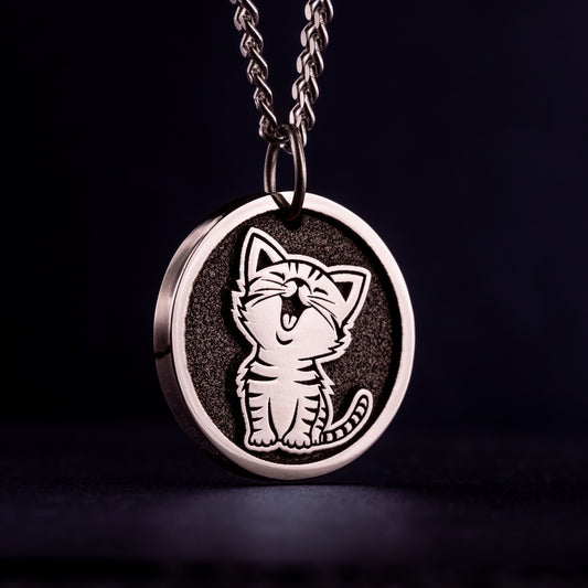 Happy Cat Mom Necklace Smiling Cat Pendant Cat Lover Gift. Cat Owners Jewelry. Kitty Lovers present