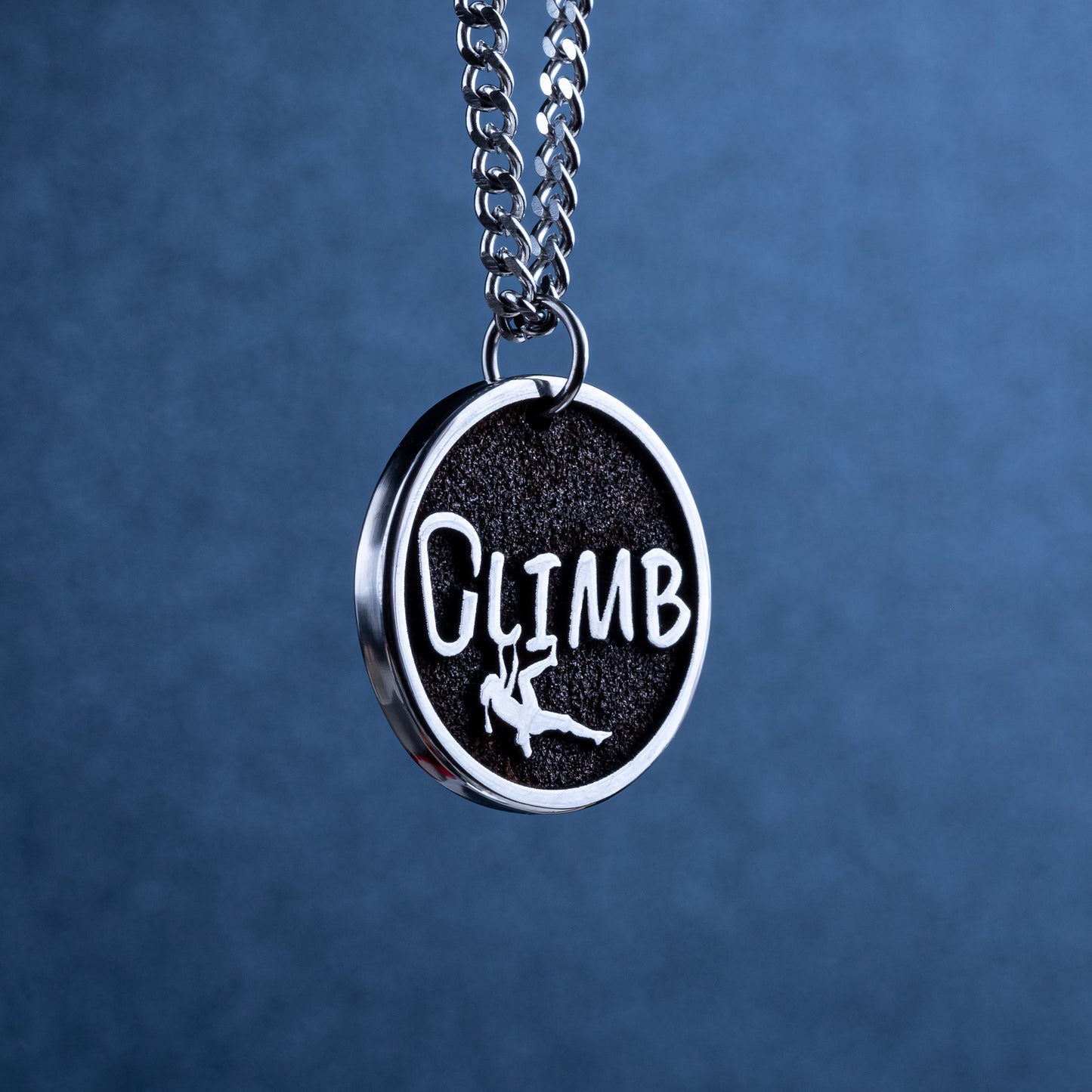 A Custom Made Climb word Necklace with a Girl Rock Climber. Climb like a girl