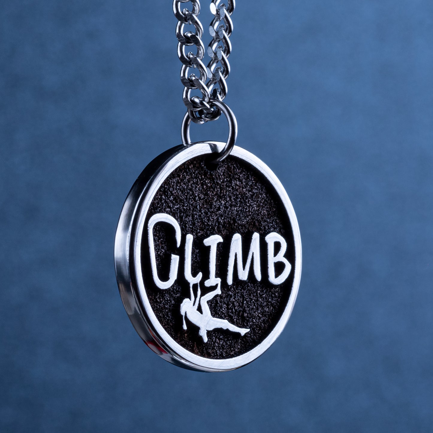 A Custom Made Climb word Necklace with a Girl Rock Climber. Climb like a girl