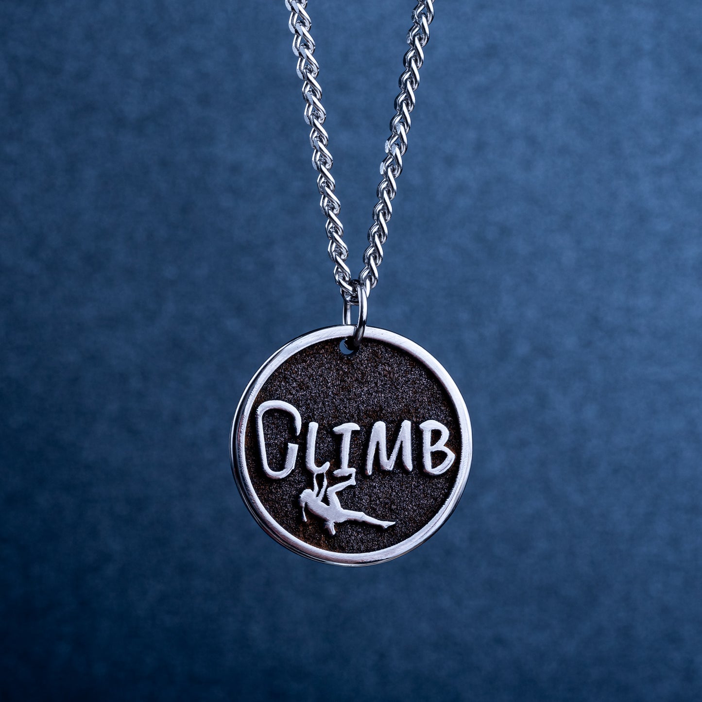 A Custom Made Climb word Necklace with a Girl Rock Climber. Climb like a girl