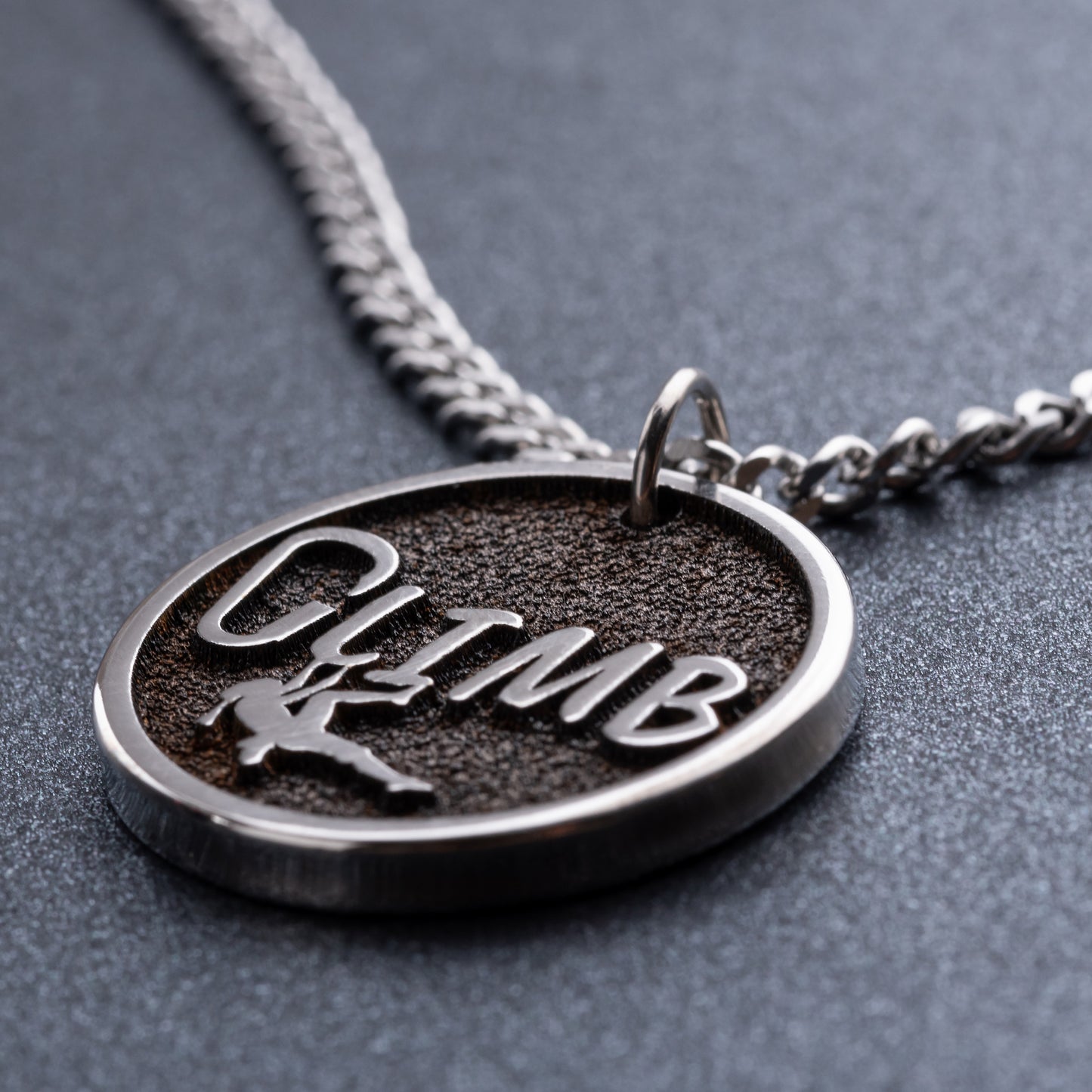 A Custom Made Climb word Necklace with a Girl Rock Climber. Climb like a girl