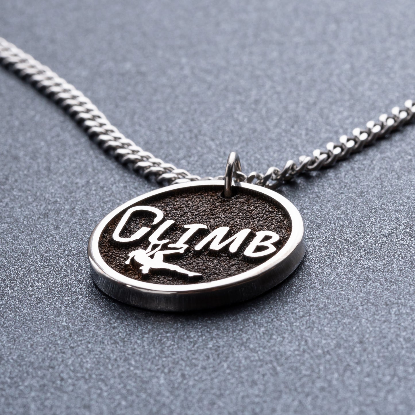 A Custom Made Climb word Necklace with a Girl Rock Climber. Climb like a girl