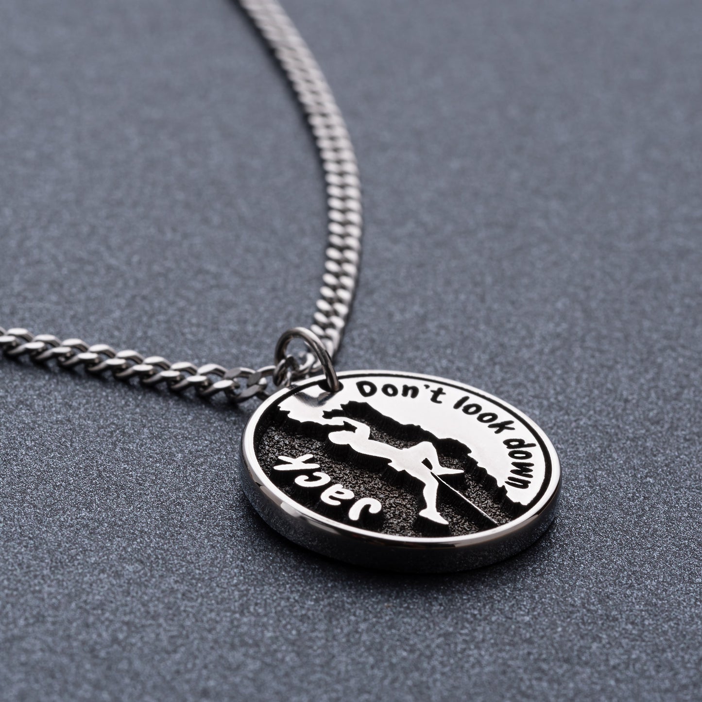 Custom Made Necklace with a Male Climber Climbing a Rock. A Gift for the Mountaineer and Adventurer