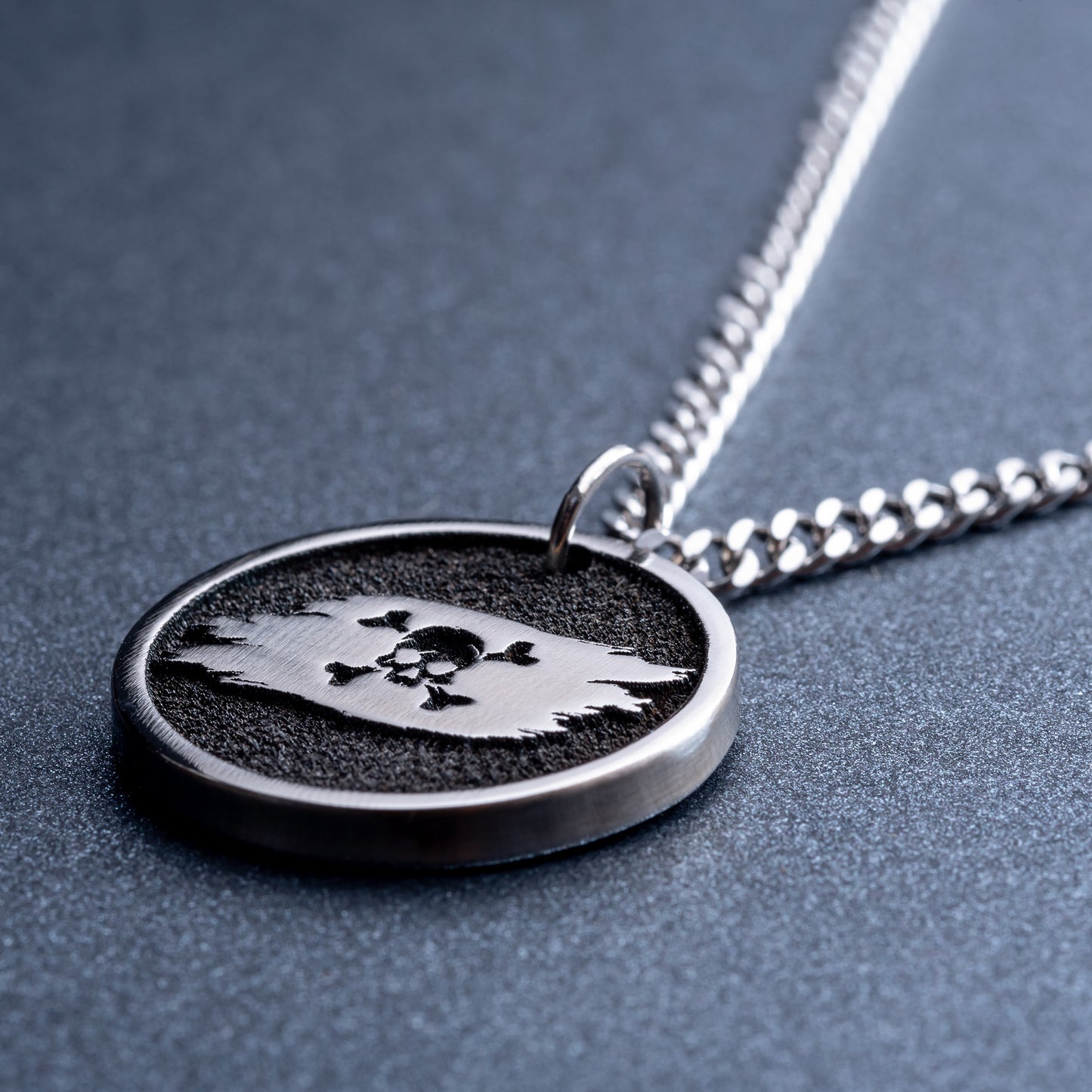 Pirate Coin Necklace. Pendant with Pirate Flag. Skull and Crossbones Necklace. Pirate Skull Jewelry. Black Spot