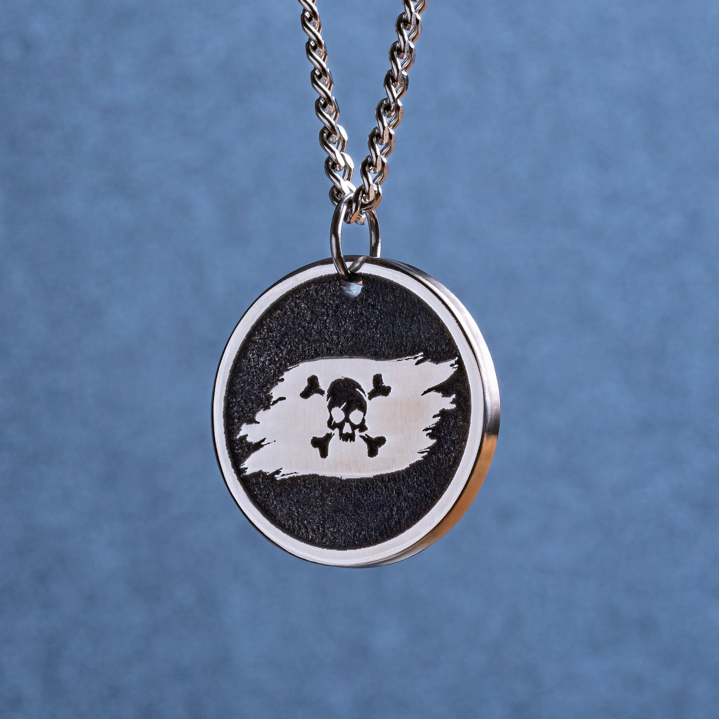 Pirate Coin Necklace. Pendant with Pirate Flag. Skull and Crossbones Necklace. Pirate Skull Jewelry. Black Spot