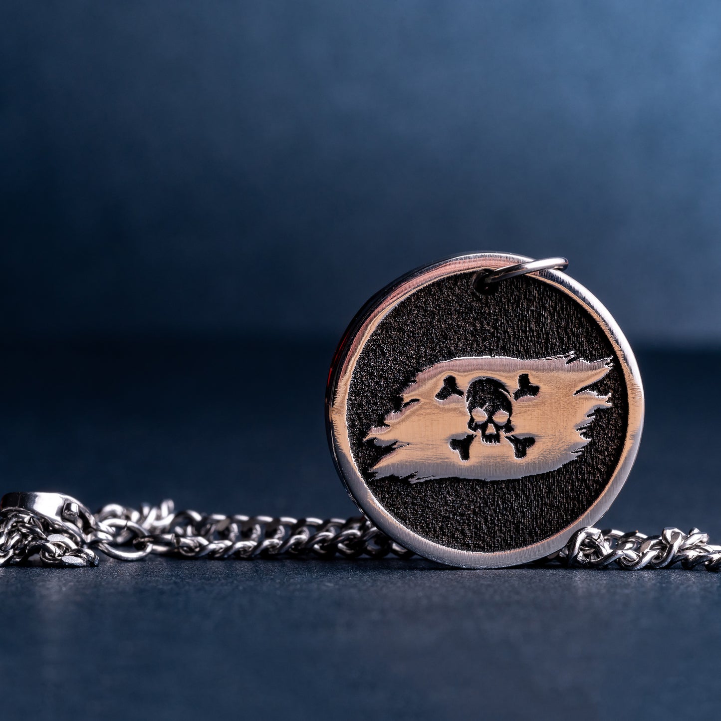 Pirate Coin Necklace. Pendant with Pirate Flag. Skull and Crossbones Necklace. Pirate Skull Jewelry. Black Spot