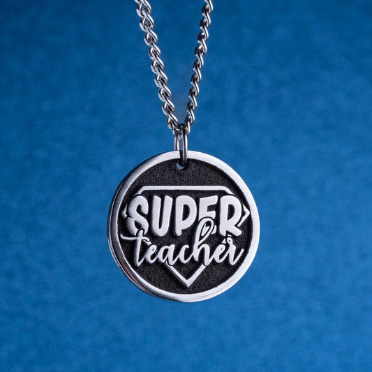 Personalized 'Super Teacher' Engraved Pendants - The Perfect Gift for Educators! Custom Necklace For Coach