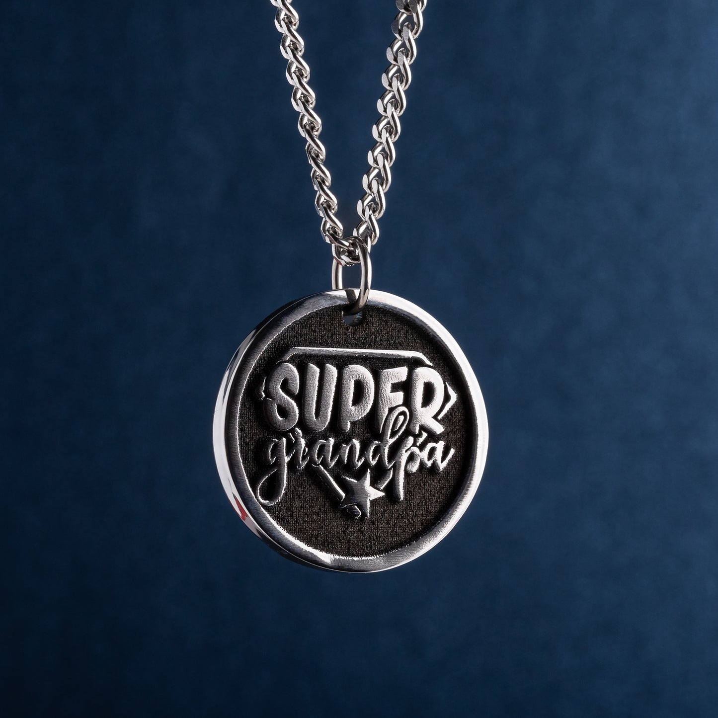 Engraved Super Grandpa Pendant Necklace - The Perfect Father's Day Gift