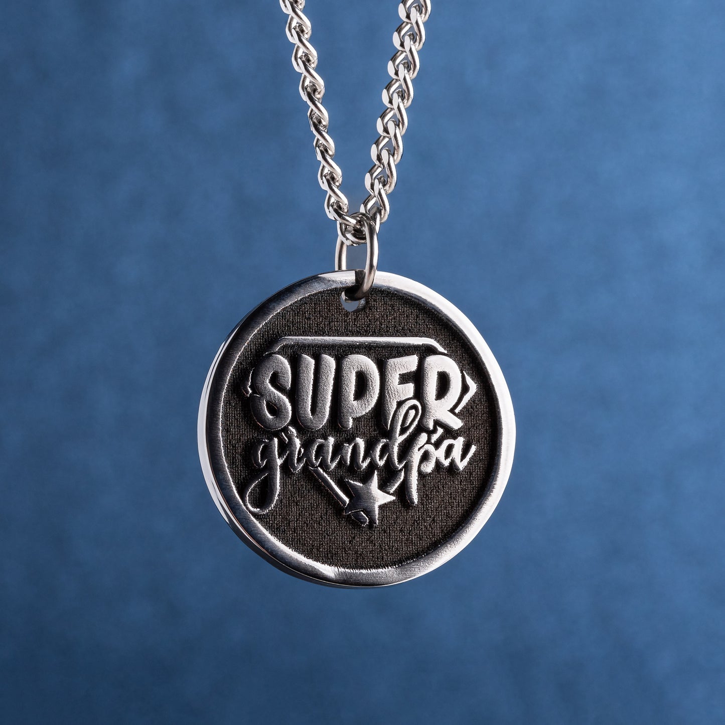 Engraved Super Grandpa Pendant Necklace - The Perfect Father's Day Gift