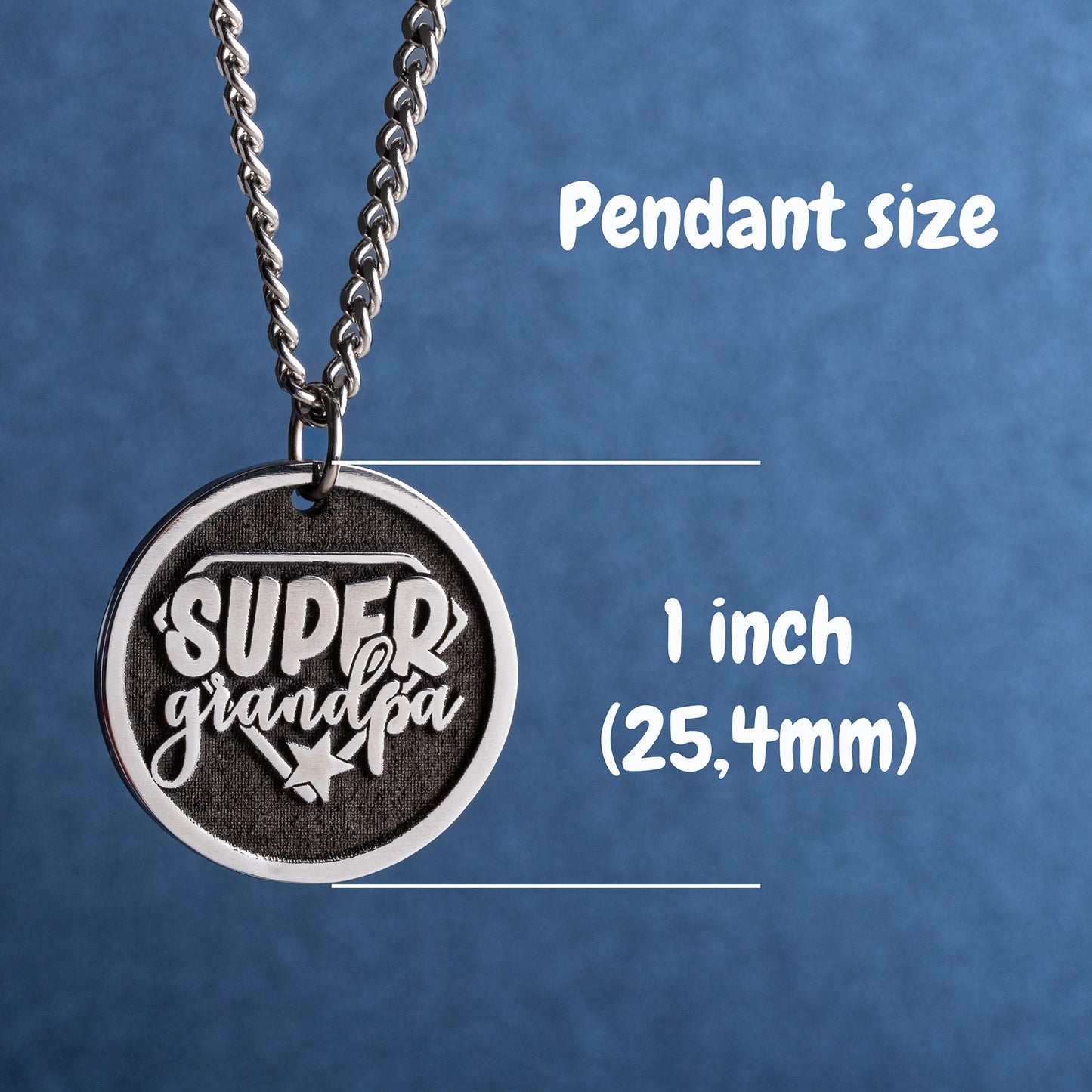 Engraved Super Grandpa Pendant Necklace - The Perfect Father's Day Gift