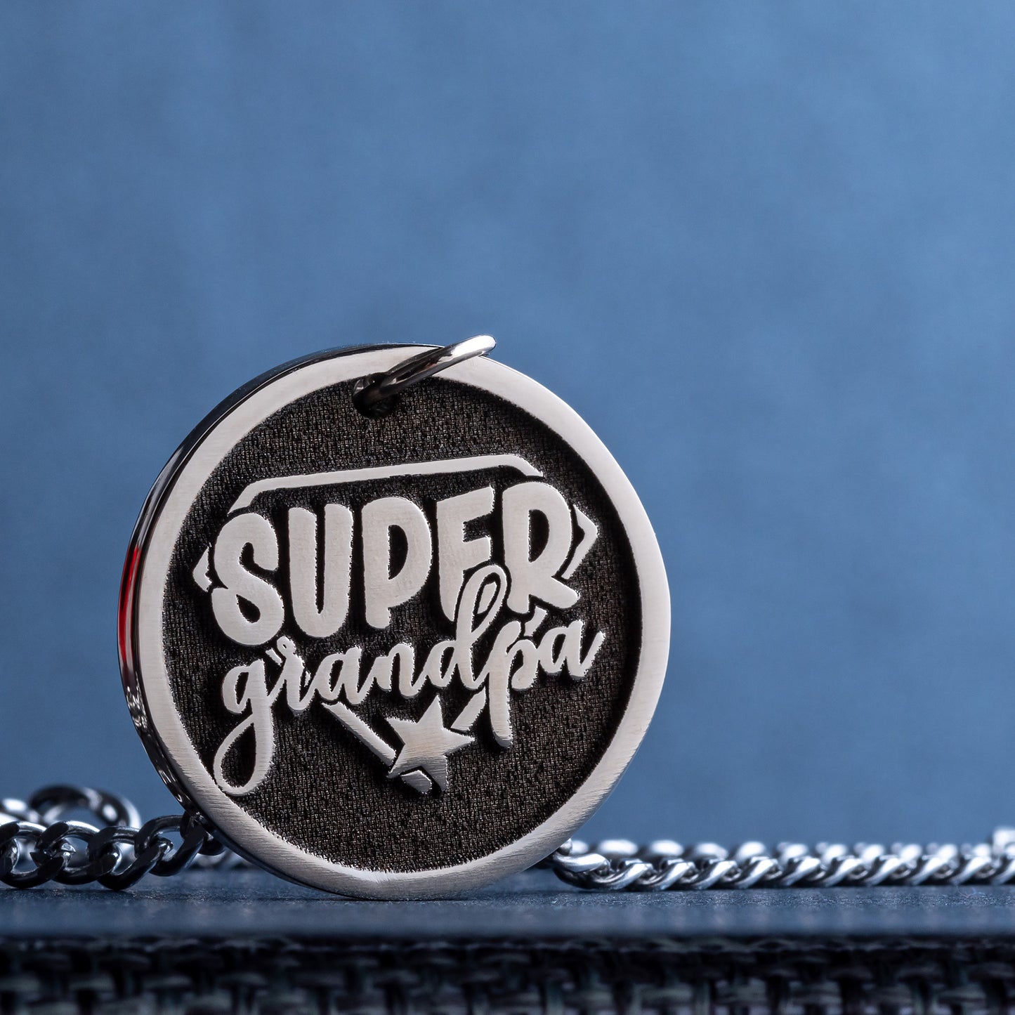 Engraved Super Grandpa Pendant Necklace - The Perfect Father's Day Gift