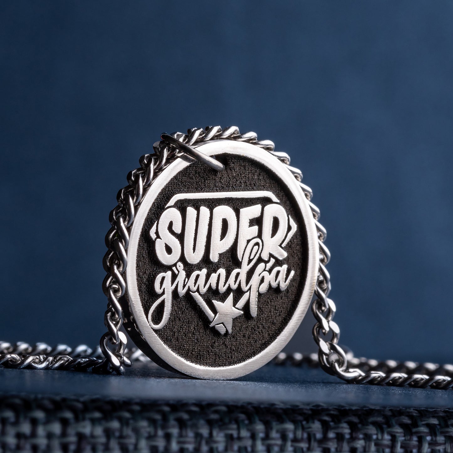 Engraved Super Grandpa Pendant Necklace - The Perfect Father's Day Gift