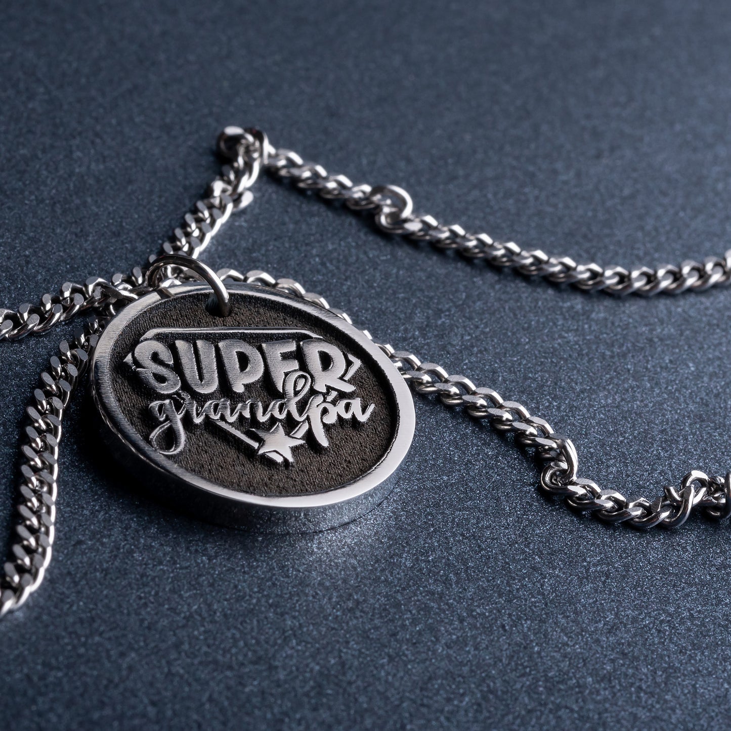 Engraved Super Grandpa Pendant Necklace - The Perfect Father's Day Gift