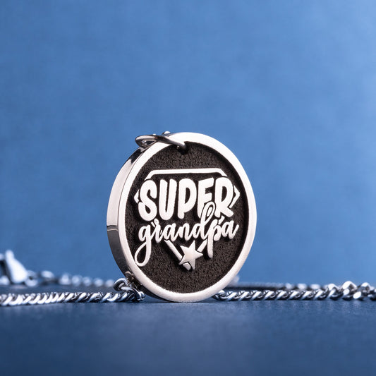 Engraved Super Grandpa Pendant Necklace - The Perfect Father's Day Gift