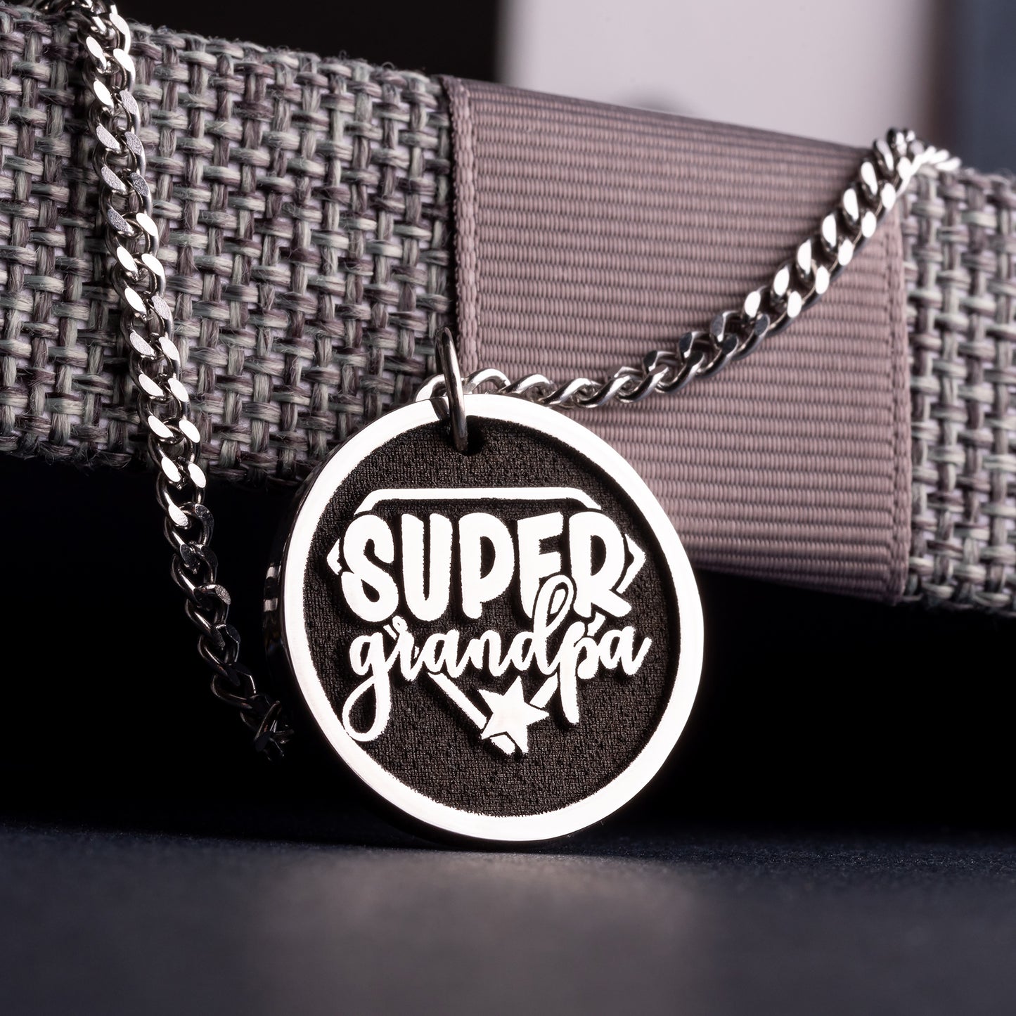 Engraved Super Grandpa Pendant Necklace - The Perfect Father's Day Gift