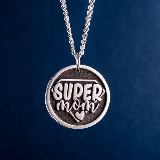 The Perfect Mother's Day Gift - Engraved Super Mom Pendant Necklace