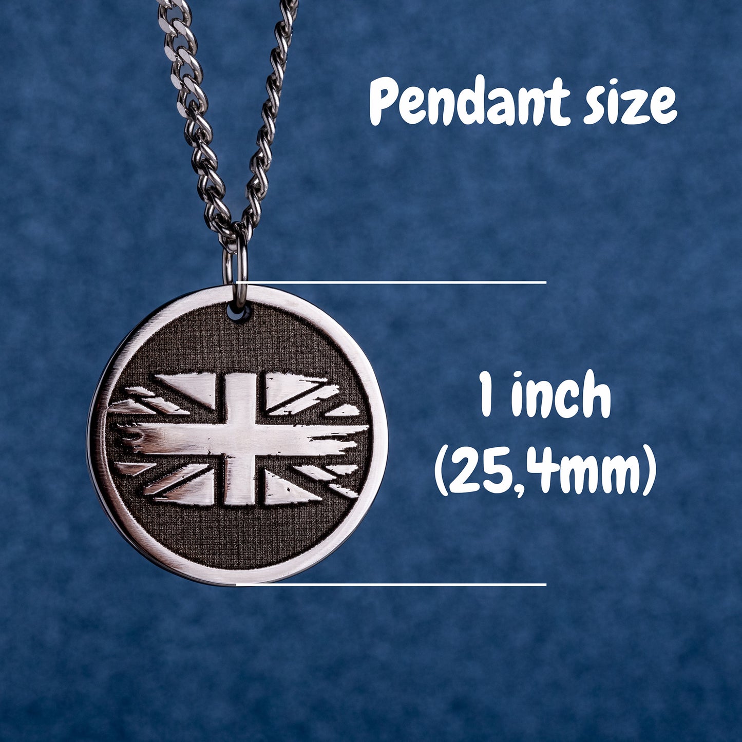 Personalized Union Jack Pendant. Union Flag Necklace - Flag Of The United Kingdom. Great Britain National Emblem
