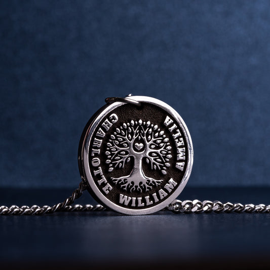 Personalized Family Tree Pendant - A Meaningful Gift for Dad or Mom | Gift for Brtother | Men's Necklace | Father's Day Gift | Womens Gift