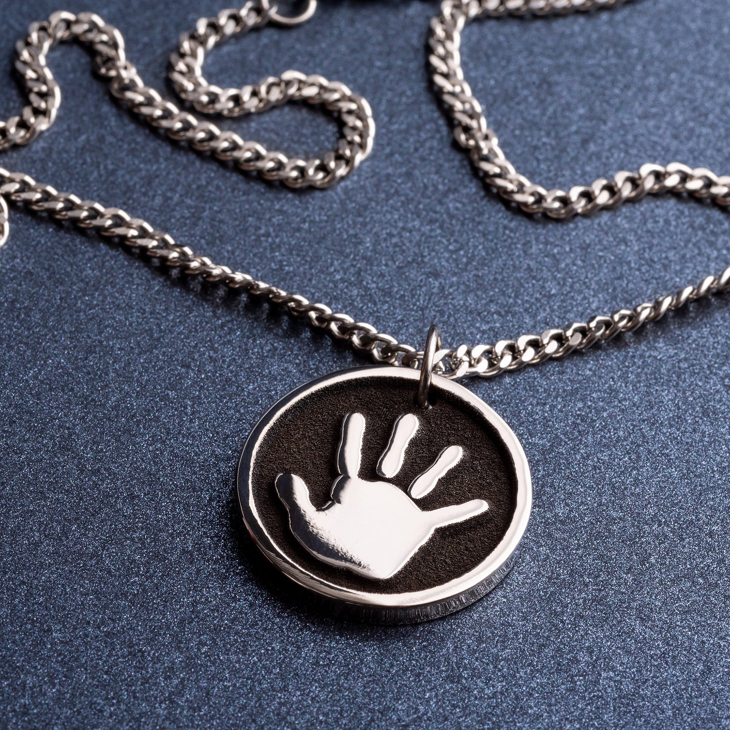 Child's Handprint Personalized Pendant | Gift for Dad | Baby Palm Necklace | Men's Necklace | Father's Day Gift | New Dad Present