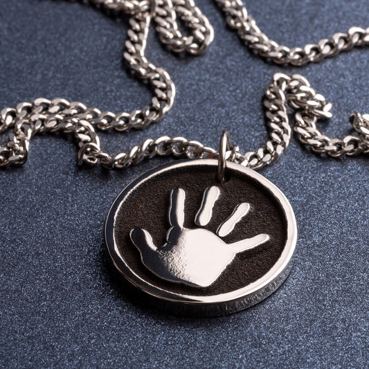 Child's Handprint Personalized Pendant | Gift for Dad | Baby Palm Necklace | Men's Necklace | Father's Day Gift | New Dad Present