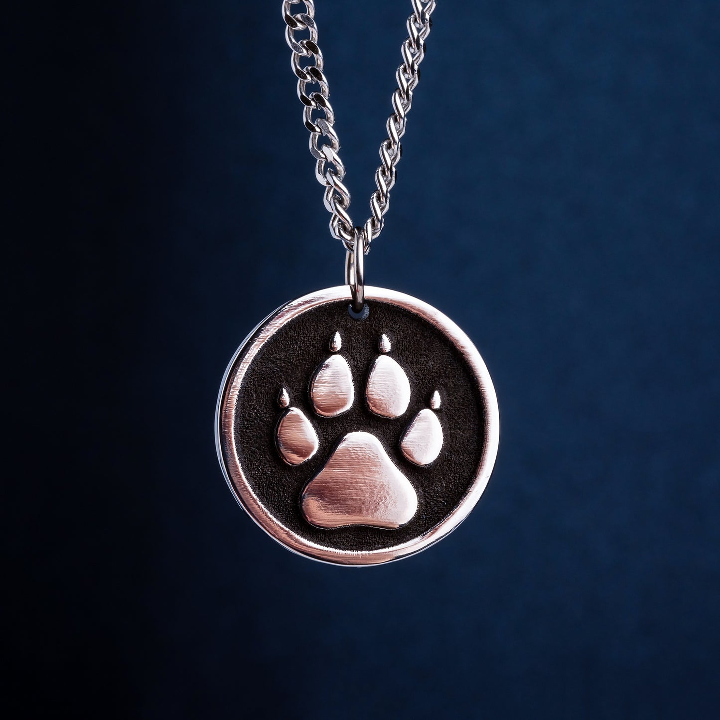 Dog Paw Print Pendant, Perfect Gift for Dog Lovers. Men's Necklace, Father's Day Gift, Mens Dog tag