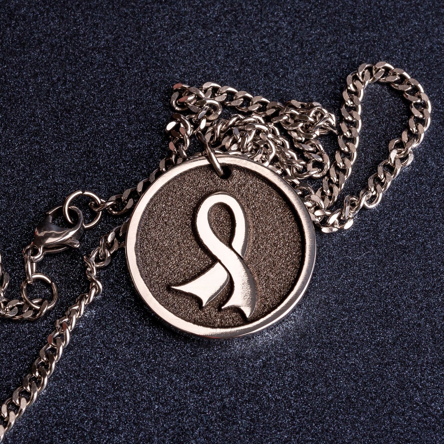 Awareness ribbon Necklace, Symbolic Ribbon Pendant.. Engraved Pendant Necklace - A Symbol of Hope