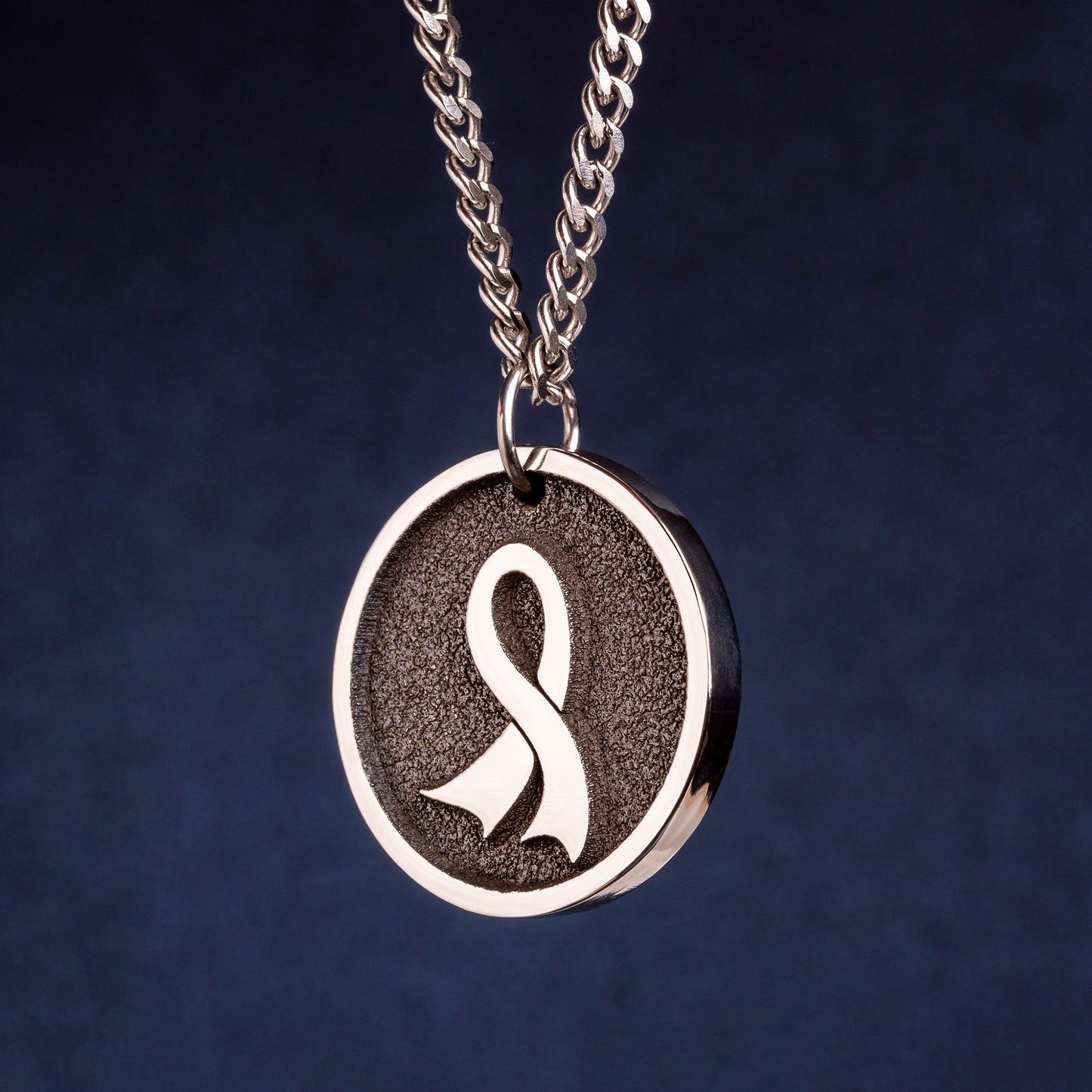 Awareness ribbon Necklace, Symbolic Ribbon Pendant.. Engraved Pendant Necklace - A Symbol of Hope