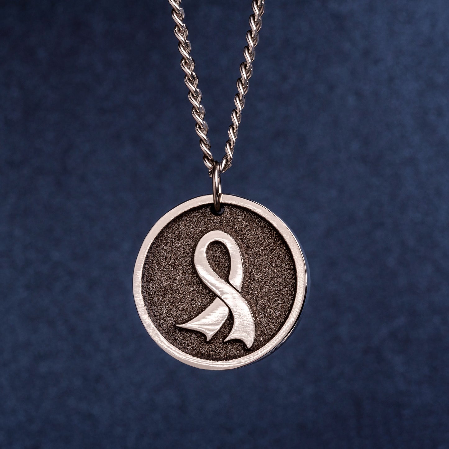 Awareness ribbon Necklace, Symbolic Ribbon Pendant.. Engraved Pendant Necklace - A Symbol of Hope