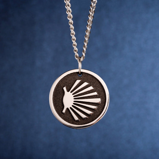 Elegant Camino de Santiago Pendant Reminder of Your Journey. Shell and Arrow - Symbol of the Way. Buen Camino Necklace for Pilgrim Route